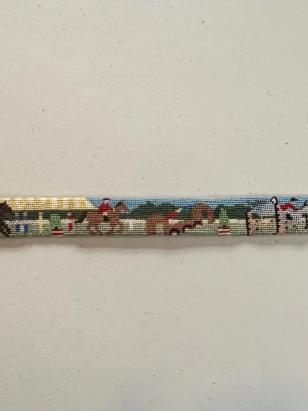 Custom Hand-Stitched Equestrian Needlepoint Belt - Size stamp 26